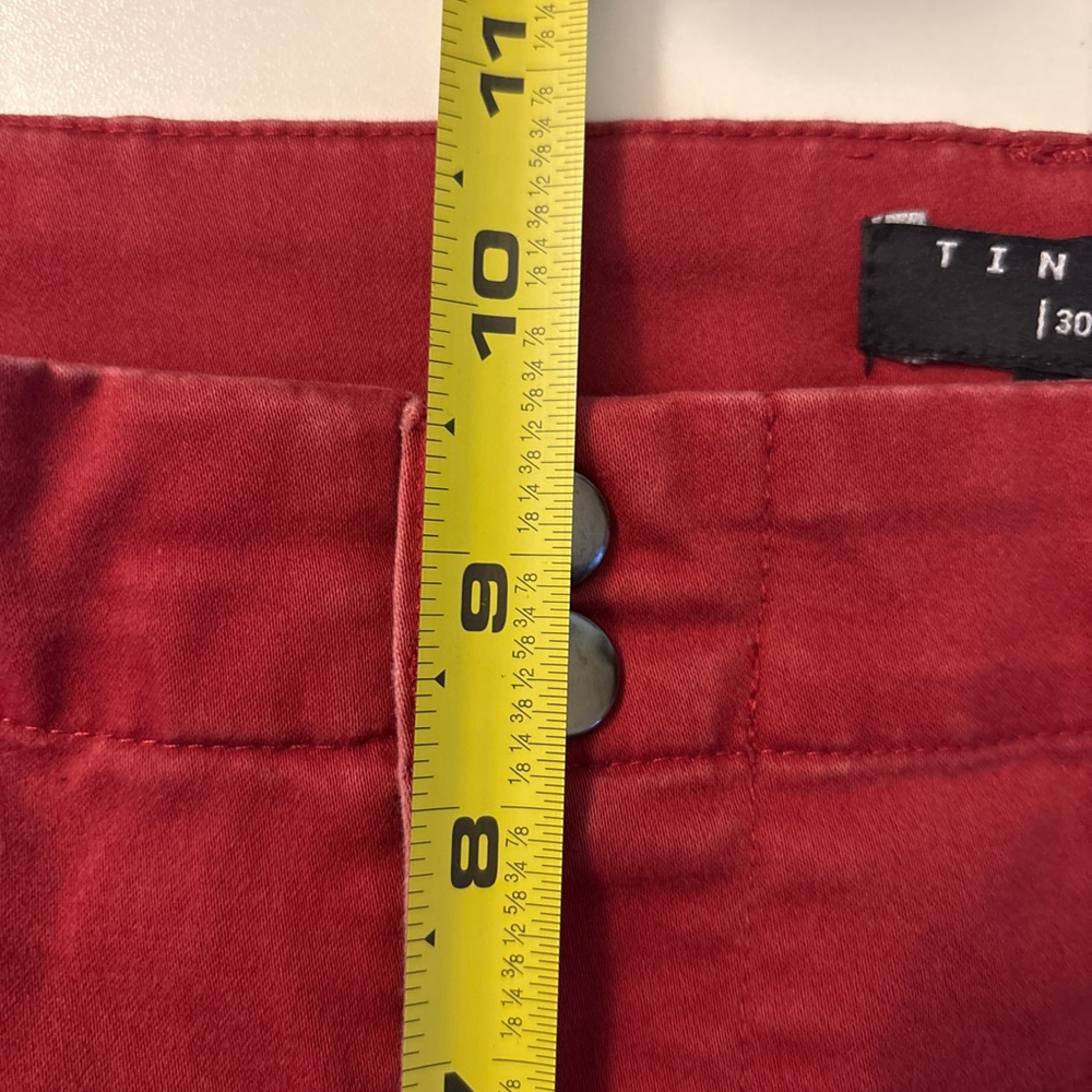 Tinsel Maroon Cropped Frayed Leg Openings Jeans - Size 30 - Picture 3 of 6